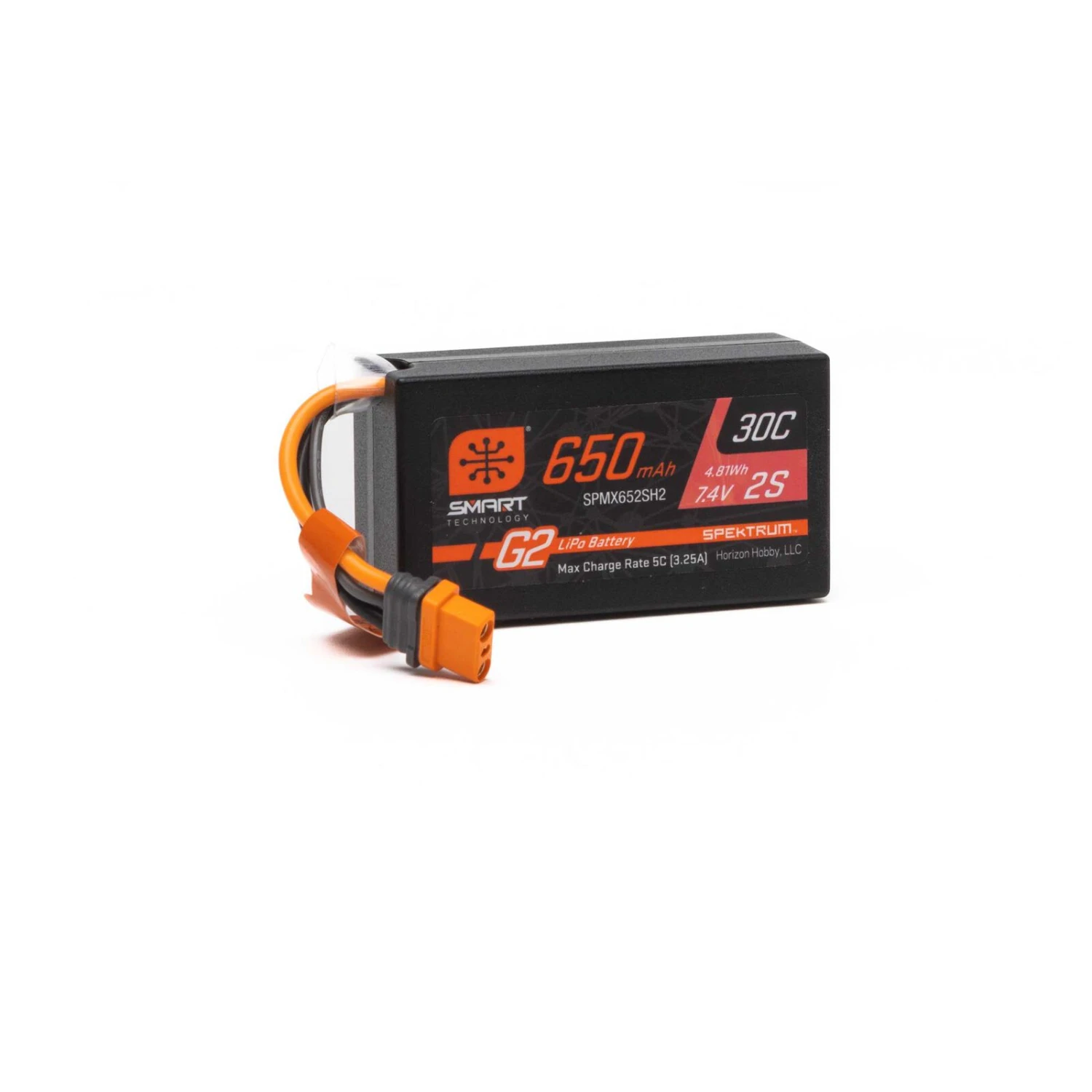 Spektrum 7.4V 650mAh 2S Smart G2 Hardcase 30C LiPo: IC2 3 Spektrum 7.4V 650mAh 2S Smart G2 Hardcase 30C LiPo: IC2