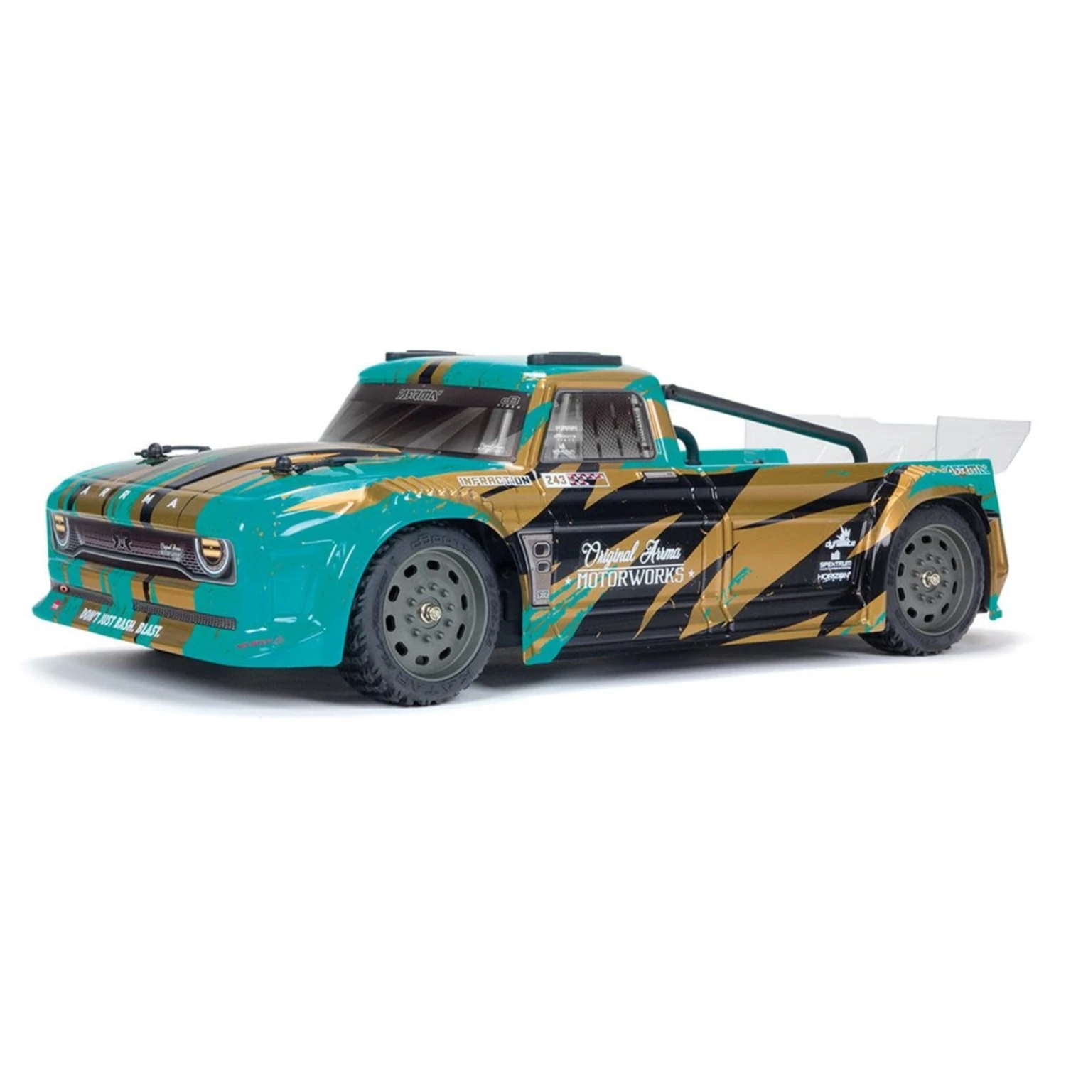 Arrma Infraction V3 1/8 RTR Electric 4X4 MEGA Street Bash Resto-Mod Truck (Teal/Bronze) W/Spektrum SLT3 2.4GHz Radio #ARA4215V3T2 3 Arrma Infraction V3 1/8 RTR Electric 4X4 MEGA Street Bash Resto-Mod Truck (Teal/Bronze) W/Spektrum SLT3 2.4GHz Radio #ARA4215V3T2