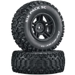 DuraTrax Six-Pack Pre-Mounted Short Course Front/Rear Tires (Black) (2) #DTXC3861