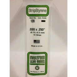 Evergreen 139 - .030" X .250" OPAQUE WHITE POLYSTYRENE STRIP