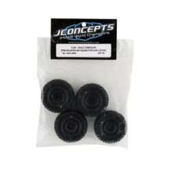 JConcepts Tusk 1.0" Pre-Mounted Tires W/Hazard Wheel (Black) (4) (Gold) W/7mm Hex #4023-3594 -Model Toys Store jconcepts jconcepts tusk 10 pre mounted tires w ha 3