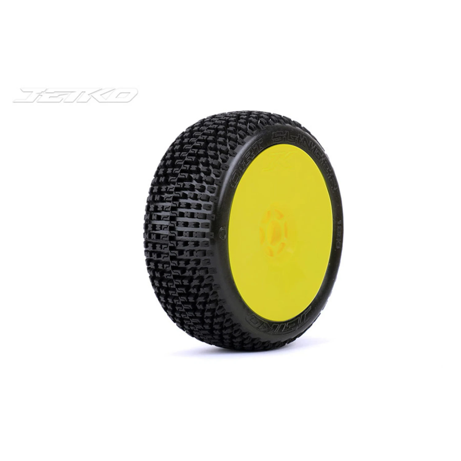 Jetko Dirt Slinger 1/8 Buggy Pre-Mounted Tires On Yellow Dish Rims (Medium Soft) (2) #1005DYMSG 3 Jetko Dirt Slinger 1/8 Buggy Pre-Mounted Tires On Yellow Dish Rims (Medium Soft) (2) #1005DYMSG